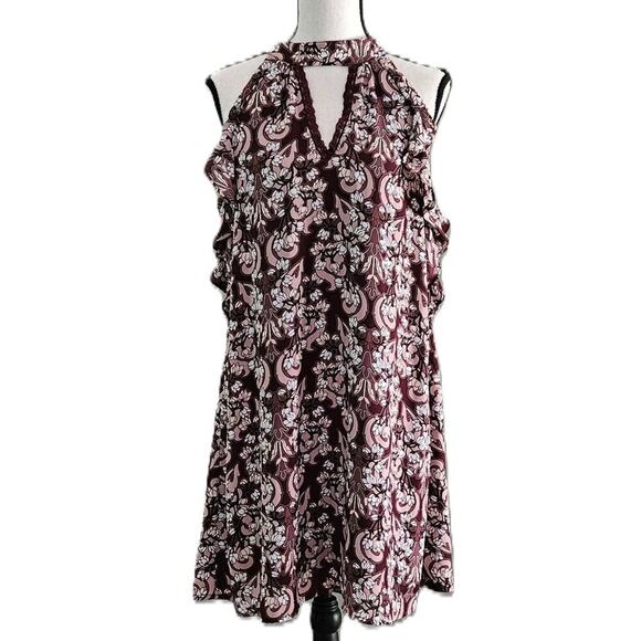 Altar'd State Women's Medium Sleeveless Floral Print Halter Mini Dress - Picture 1 of 7